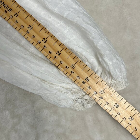 Zara Lace Cotton Blouse Women's Romantic Peasant Top Balloon Sleeves - Picture 10 of 12